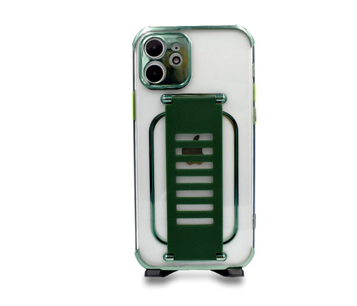 Grip2U GR-1269 Transparent Case With Finger Grip For iPhone 12 Mini - Green - Zoom Image