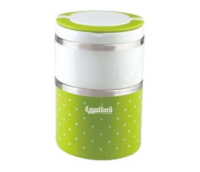 Royalford RF6145 Stainless Steel Double Layers Lunch Box - White and Green - Zoom Image 1