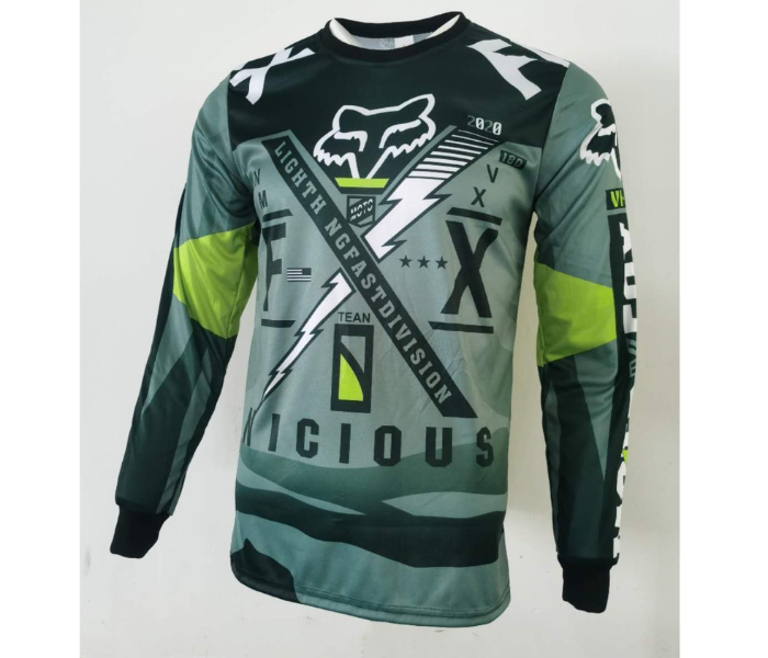 Sublimated FX1 Longsleeves Jersey LARGE for Cycling and Scooters  - Army Green - Zoom Image 1