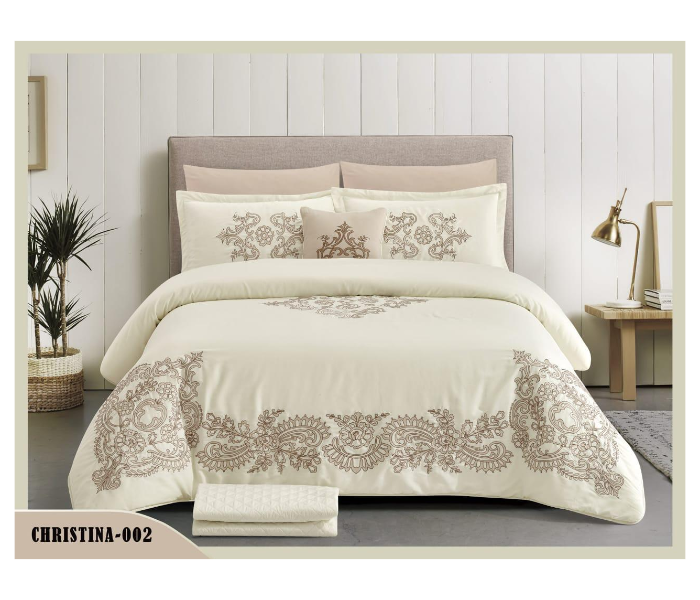 Unique Home 6 Pieces Decorative Embroidery King Comforter - Light Yellow - Zoom Image