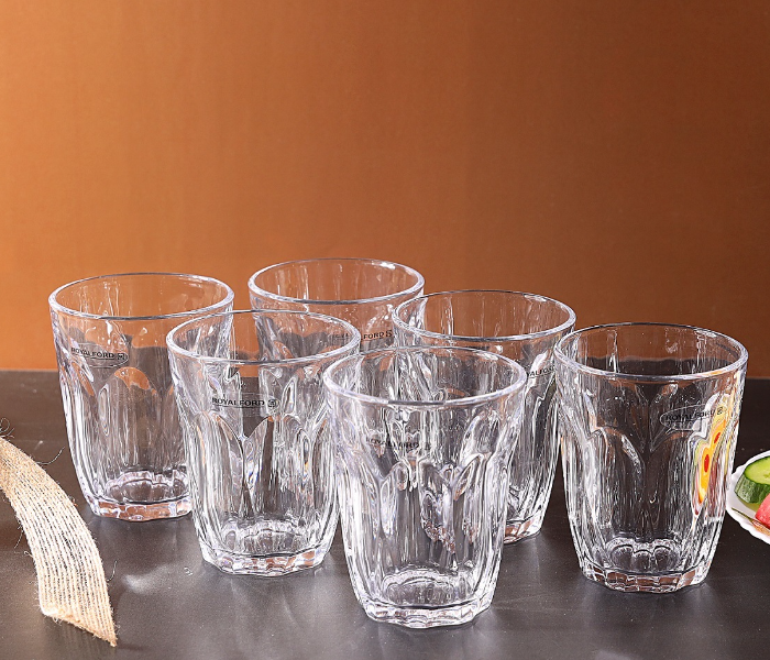 Royalford RF1097-GT6 8 oz Glass Tumbler - 6 Pieces - Zoom Image 1