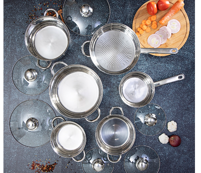 Royalford RF5124 12 Pieces Stainless Steel Cookware Set - Silver - Zoom Image 2