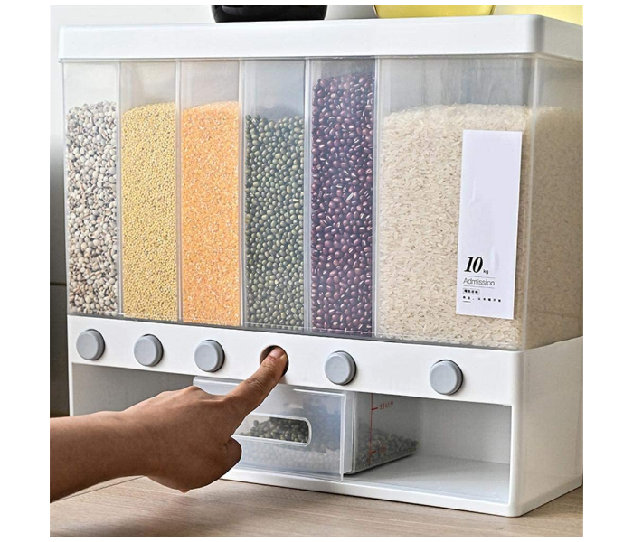 Wall Mounted 10 Kg Press Out Grain Convenient Storage Multi Grain Dispenser  - Transparent  - Zoom Image 2