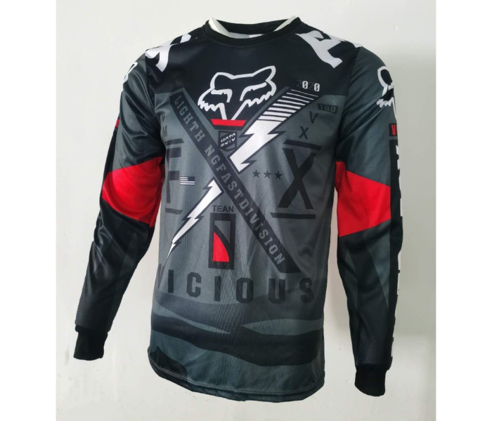 Sublimated FX1 Longsleeves Jersey LARGE for Cycling and Scooters  - Black - Zoom Image 1