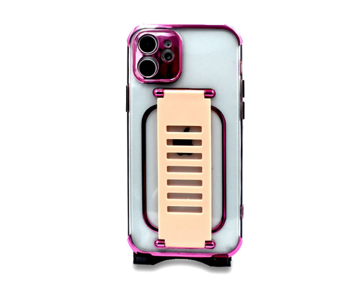 Grip2U GR-1277 Transparent Case With Finger Grip For iPhone 11 - Pink - Zoom Image