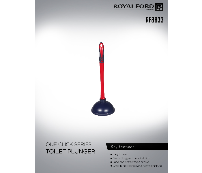 Royalford RF8833 One Click Series Toilet Plunger - Red & Blue - Zoom Image 3