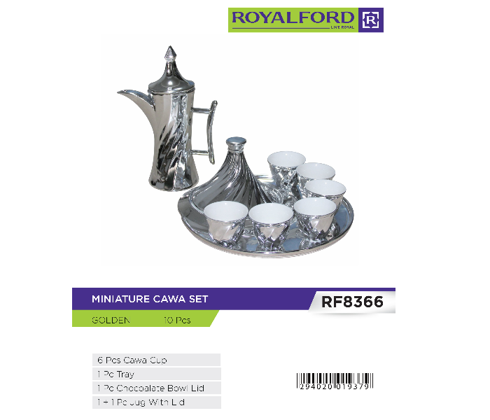 Royalford RF8366 10 Pieces Miniature Cawa Sets - Silver - Zoom Image 2