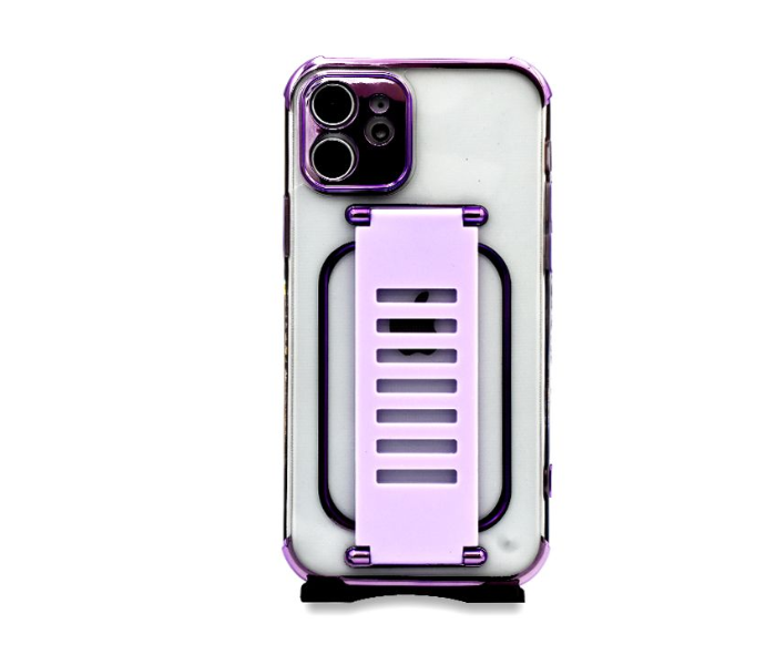 Grip2U GR-1264 Transparent Case With Finger Grip For iPhone 12 - Purple - Zoom Image