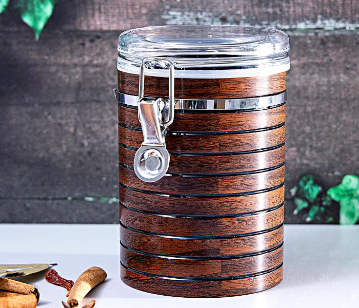 Royalford RF8222 790ml Cherry Wood Acrylic Canister - Brown - Zoom Image 1