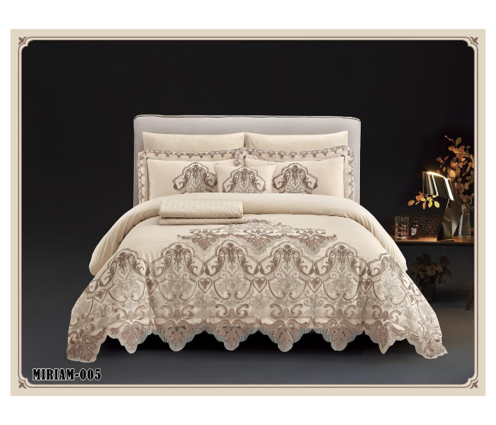 Two Piece Bridal Comforter Plain Frilly - Light Brown - Zoom Image