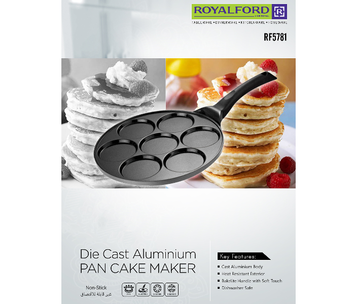 Royalford RF5781 Non-Stick Die Cast Aluminum Pan Cake Maker - Black - Zoom Image 4