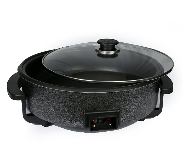 Crazo Fashion Aluminium Non-Stick Electric Pan Pizza Maker Multipurpose Cooker with Unbreakable Glass Lid- Black - Zoom Image 2