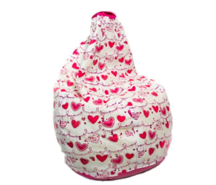 Watiaa Tear Drop Design Triple Stitched Pink Hearts Printed Kids Bean Bag - Zoom Image