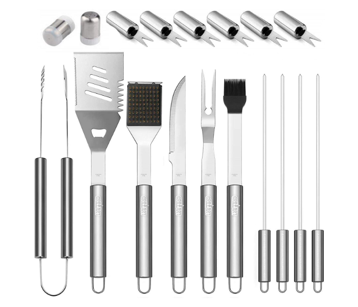 19Pcs BBQ Tools Set Portable Stainless Steel Barbecue Outdoor Indoor Grilling Utensil for Camping with Aluminium Case - Zoom Image 2