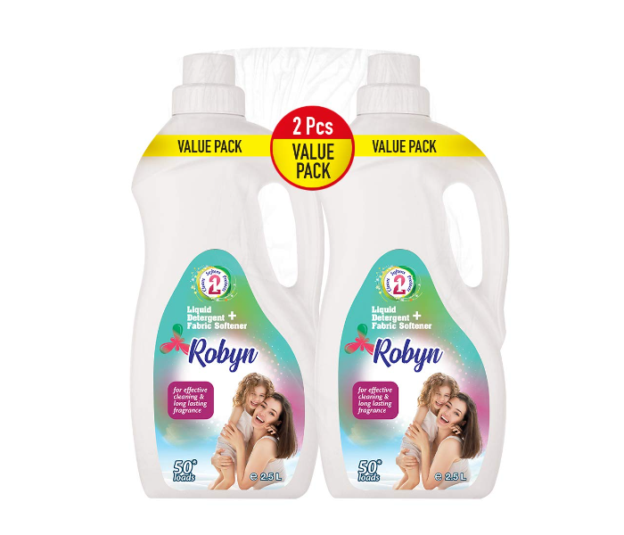 Robyn 2.5 Liter Pack of 2 Deep Cleansing Power 2-in-1 Detergent and Fabric Softner Laundry Liquid Detergent - Zoom Image