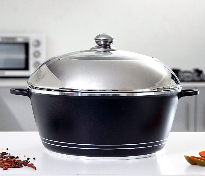 Royalford RF8616 36CM Classic Die-Cast Aluminum Casserole - Black & Stainless Steel - Zoom Image 3