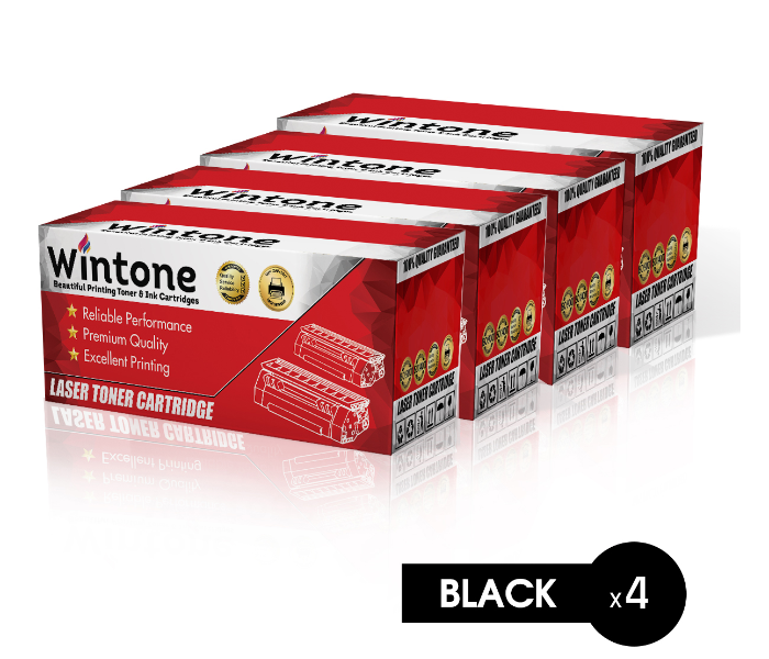 Wintone Set of 4 Pack Q7516A 16A Laser Toner Cartridge for HP LaserJet and Canon LBP - Black - Zoom Image