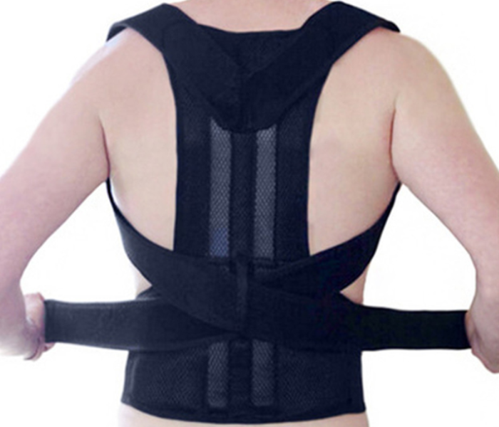 Adjustable Back Posture Corrector Belt XL - Black - Zoom Image