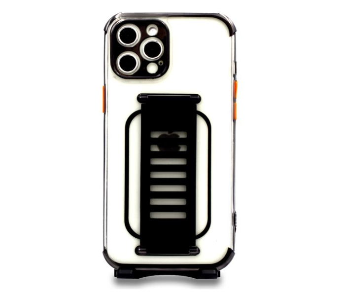 Grip2U GR-1295 Transparent Case With Finger Grip For iPhone 12 Pro Max - Black - Zoom Image