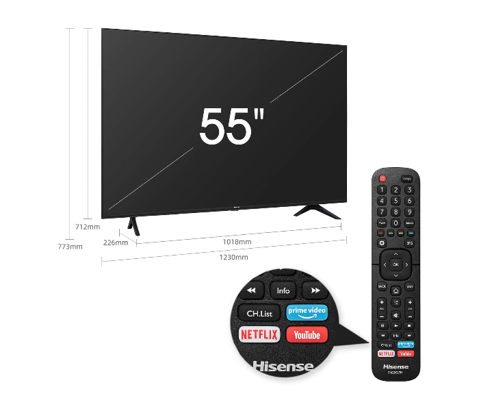 Hisense 55A7100F 55inch 4K UHD Ultra HD Smart TV - Black - Zoom Image 4