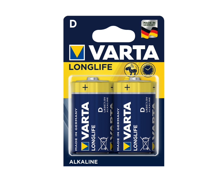 Varta Longlife Power Pack of 2 D Alkaline Battery - Zoom Image 1