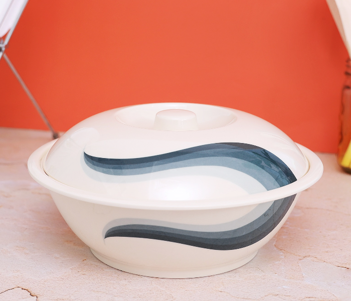 RoyalFord RF8034 10-inch Melamine Super Rays Bowl with Lid - Ivory & Blue - Zoom Image 1