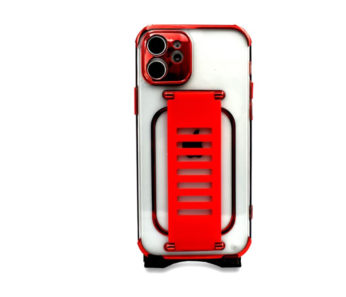 Grip2U GR-1279 Transparent Case With Finger Grip For iPhone 11 - Red - Zoom Image