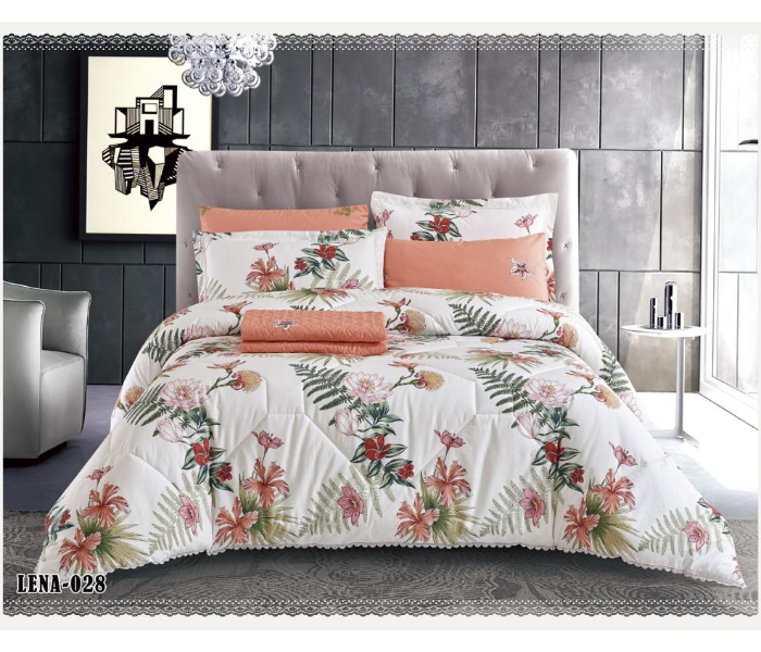 Dual Faces Leaf Design King Size Two Sided Cotton Comforter Set - Ivory - Zoom Image