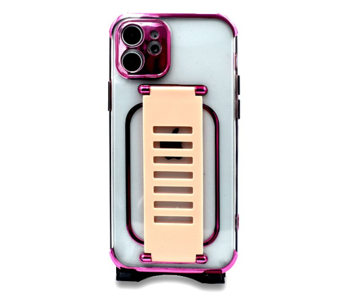 Grip2U GR-1263 Transparent Case With Finger Grip For iPhone 12 - Pink - Zoom Image