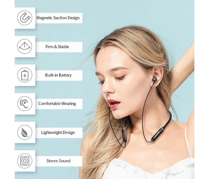 Lenovo XE05 Wireless bluetooth 5.0 Neckband Headphone Magnetic Waterproof Wired Control In-ear Earphone with HD Mic- Black - Zoom Image 2