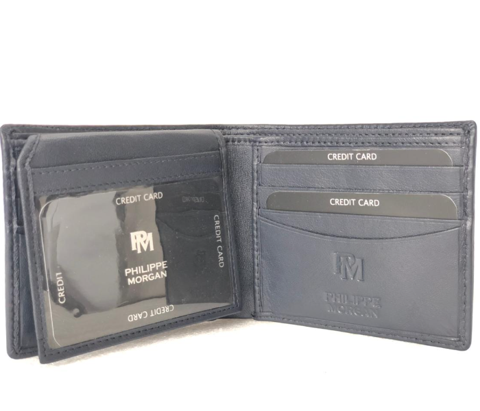 Philippe Morgan PM044 Men Leather Bifold Wallet- Black - Zoom Image 2