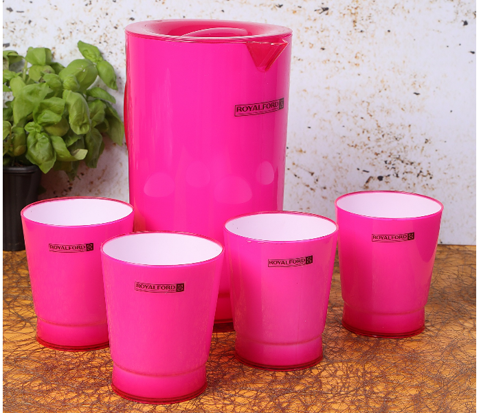 Royalford RF4193 Water Jug with 4 Glasses - Pink - Zoom Image 1