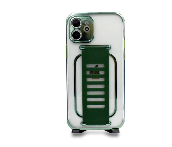 Grip2U GR-1276 Transparent Case With Finger Grip For iPhone 11 - Green - Zoom Image