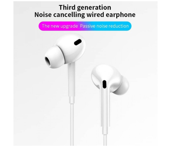 Biboshi M05 Stereo Wired Earphones With Mic Compatible With Iphone, Ipad, Samsung Smartphones And Tablets - White - Zoom Image 2