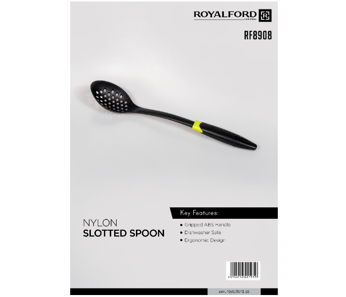 Royalford RF8908 Nylon Slotted Spoon with ABS Handle - Black & Yellow - Zoom Image 5