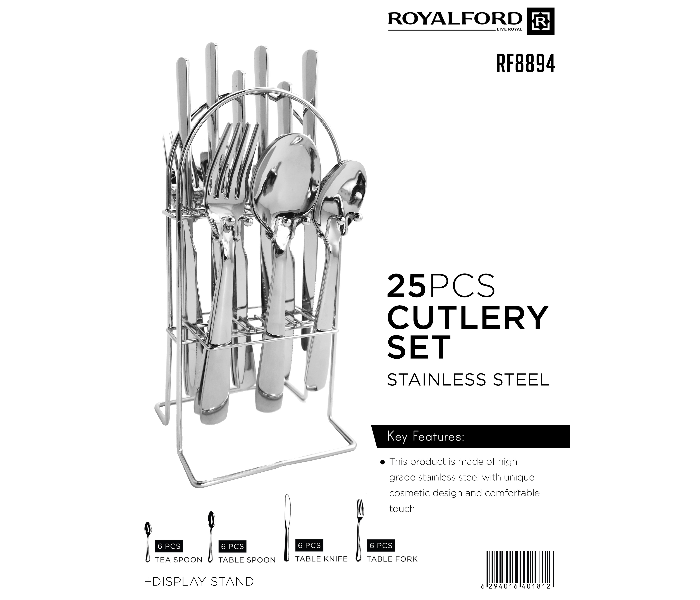 Royalford RF8894 25 Pieces Stainless Steel Cutlery Set - Silver - Zoom Image 5