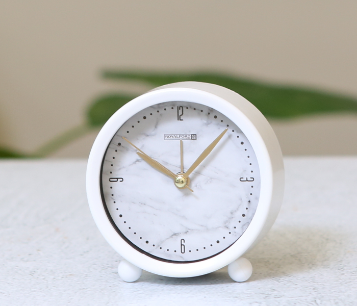 RoyalFord RF9285 Analog Table Alarm Clock - White - Zoom Image 2