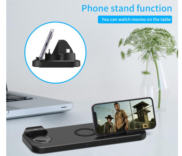 6 in 1 Stand Qi Fast Charging Wireless Charger Dock Station For All Qi certified mobiles , Apple Watch and AirPods - Zoom Image 7