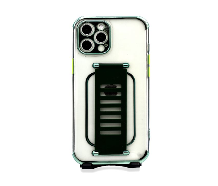 Grip2U GR-1297 Transparent Case With Finger Grip For iPhone 12 Pro Max - Green - Zoom Image