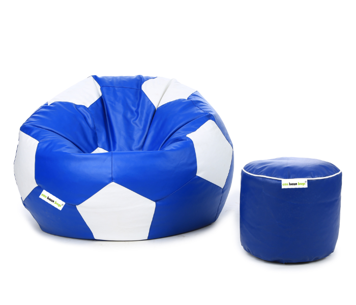 Watiaa Football Bean Bag with Round Puffy - Blue - Zoom Image