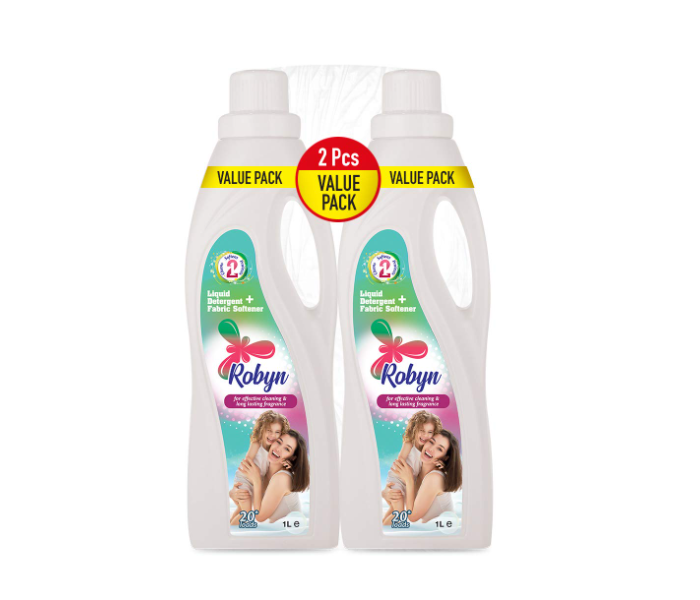 Robyn 1 Liter Pack of 2 Deep Cleansing Power 2-in-1 Detergent and Fabric Softner Laundry Liquid Detergent - Zoom Image