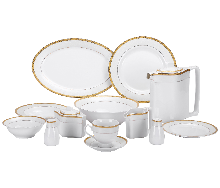 Royalford RF8398 47 Pieces Ovation Fine Bone Round Dinner Set - White & Gold - Zoom Image 5