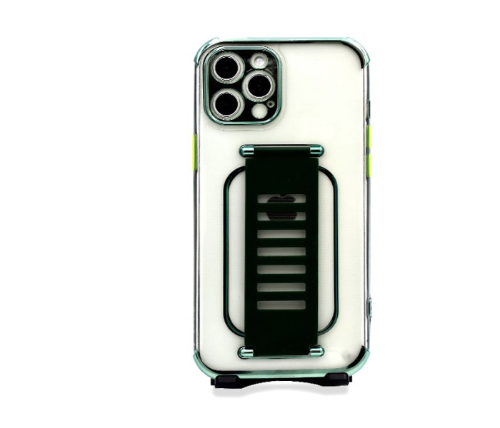 Grip2U GR-1290 Transparent Case With Finger Grip For iPhone 11 Pro - Green - Zoom Image