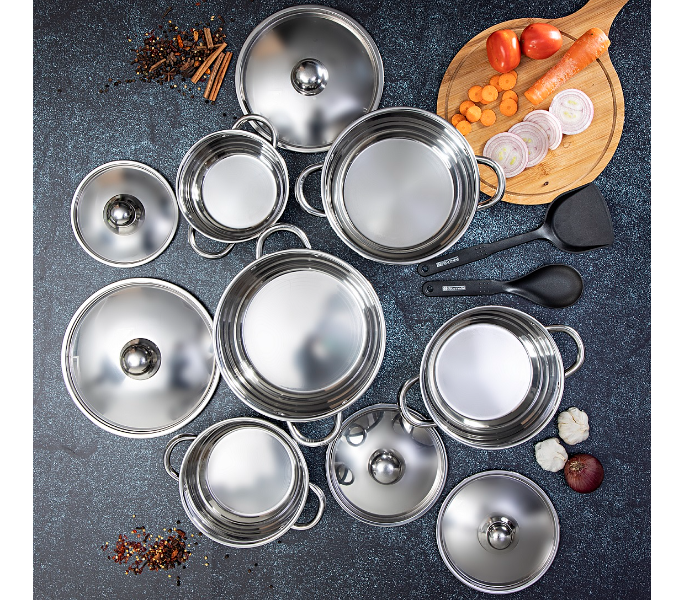 Royalford RF9352 12 Pieces Stainless Steel Cookware Set - Silver - Zoom Image 3