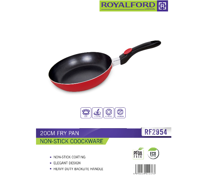 Royalford RF2954 20CM Aluminium Frypan - Maroon - Zoom Image 3