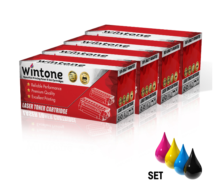 Wintone Compatible Set of 4 Pack Toner Cartridge CE410A CE411A CE412A CE413A 305A Replacement for HP Laserjet - Black,Cyan,Yellow and Magenta - Zoom Image