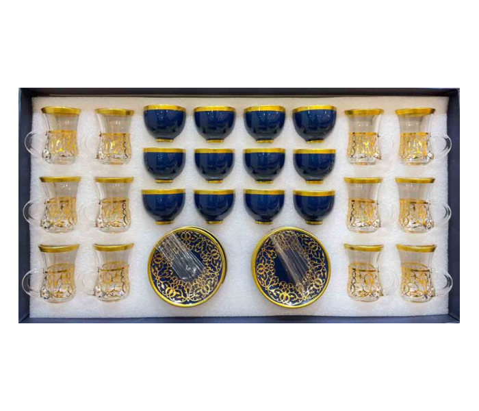 Classic Arabic 24 Pieces Set With 12 Saucers - Royal Blue - Zoom Image