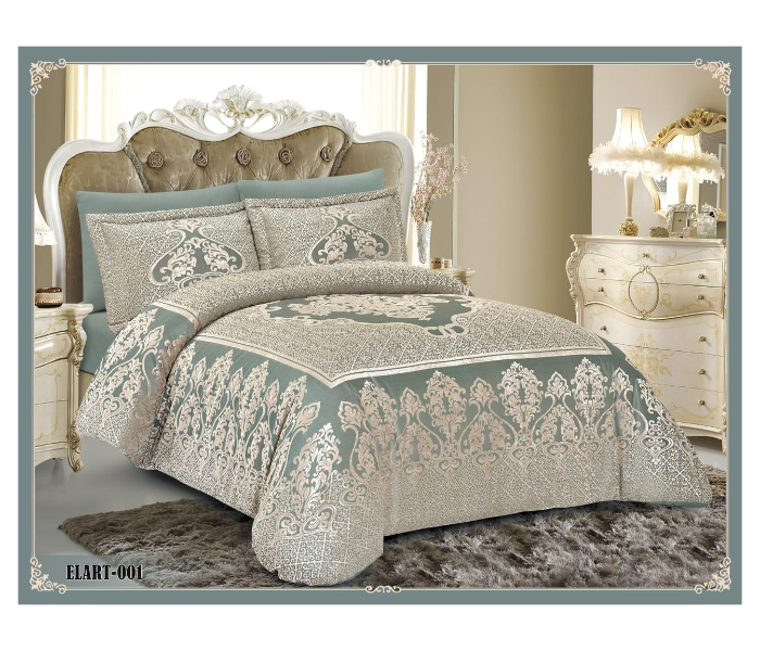 Royal Jacquard Six Pieces Fabric Comforter Set - White and Gold - Zoom Image