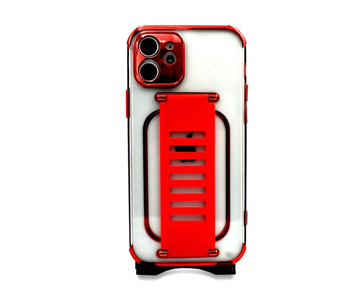 Grip2U GR-1272 Transparent Case With Finger Grip For iPhone 12 Mini - Red - Zoom Image