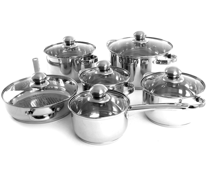 Royalford RF5124 12 Pieces Stainless Steel Cookware Set - Silver - Zoom Image 4